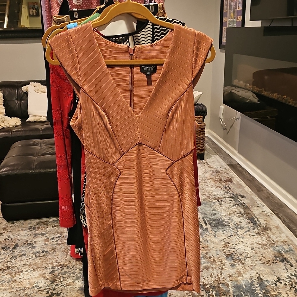 Topshop Women's Copper Mini Dress